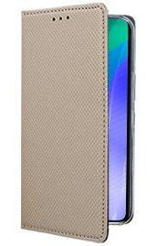 Кожен калъф тефтер и стойка Magnetic FLEXI Book Style за Huawei P Smart FIG-LX1 златист 